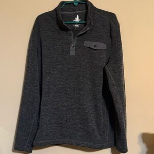 Johnnie-O Fleetwood ribbed henley 1/4 snap pullover Large Heathered Black 2020